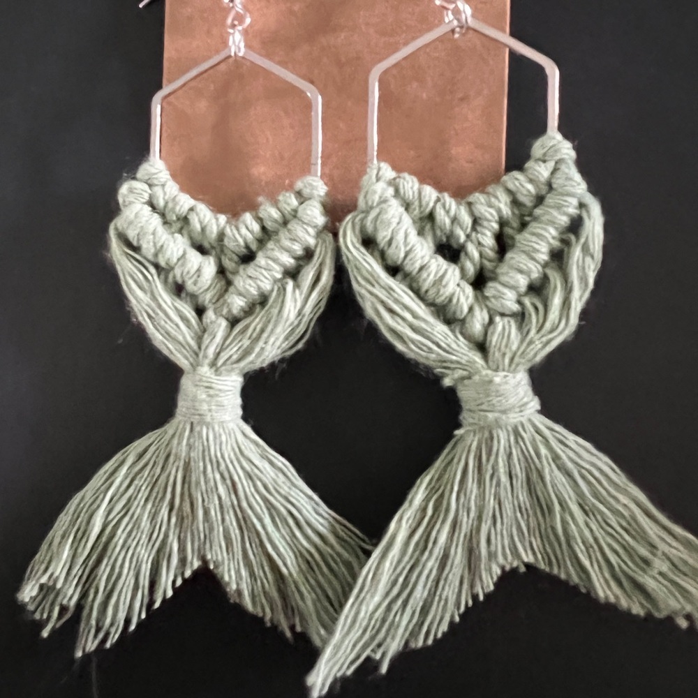 Handmade macramé mermaid tail earrings
